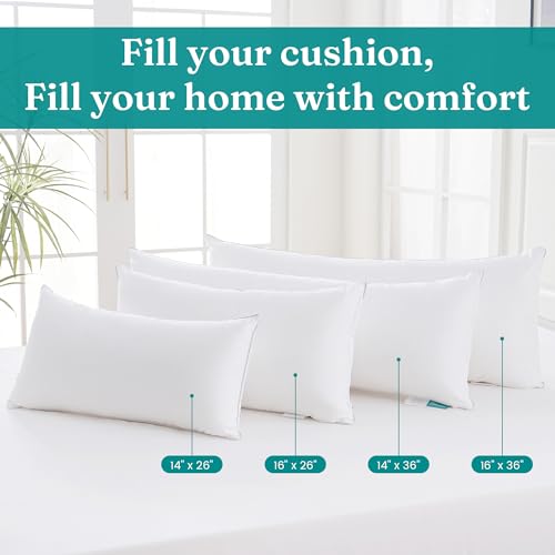 Image of Oubonun 14 inchx36 inch Throw Pillow Insert - Plush and Supportive Decorative Cushion with 100% Cotton Cover, for Couch, Sofa, Bed, Chair - Pack of 1