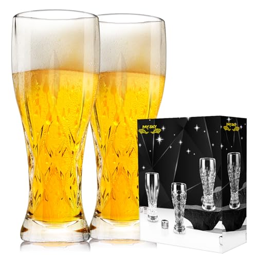 Paysky Beer Glasses Set of 2,17 oz Glasses Drinking...