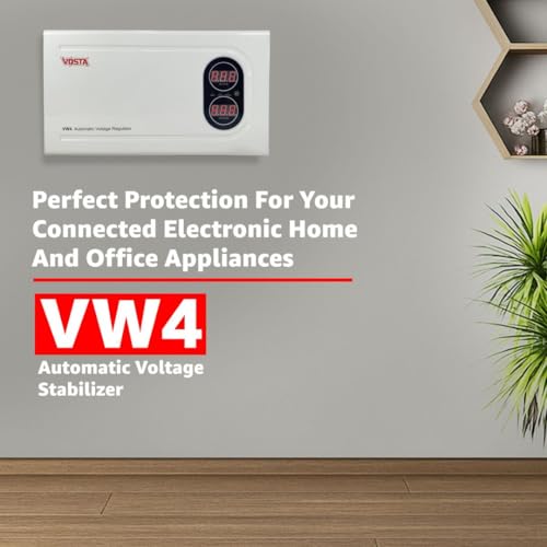 Image of Vosta VW4 4KVA Voltage Stabilizer for AC 1.5 Ton, Treadmill, TV and Other Home Appliances Comes with Copper Toroidal Coil, 4 Relays, Metal Body, Input 140V~260V Output 220V 1Year Warranty, LED Display