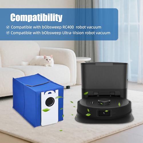 Image of 6-Pack UltraVision /UltraVision Pet Replacement Dust Bags for bObsweep RC400 & UltraVision /UltraVision Pet Robot Vacuum- 6L High-Capacity Self-Emptying Robot Vacuum Bags