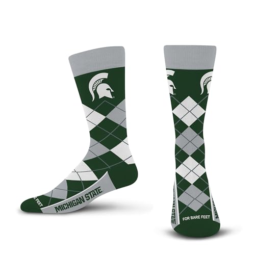 For Bare Feet NCAA MICHIGAN STATE SPARTANS Argyle Remix Premium Dress Sock Team Color OSFM