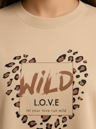 Image of HELLCAT Beige Printed Loose Fit Crew-Neck Crop T-Shirt for Women