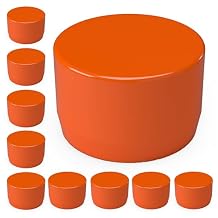 FORMUFIT 1/2 in. External Flat End Cap, Furniture Grade PVC, Orange, Pack of 10 Made in USA, UV-Resistant, Fits 0.840 inch Outside Diameter Pipe