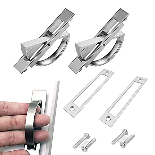 Homefantasy 2 Pièces Poignée Encastrée,Poignée de Porte Encastrée Tatami Poignées Cachées en Alliage de Zinc Pratique Bouton de Plancher Encastré Dissimulé pour Tiroir Armoire Armoire de Plancher Cover