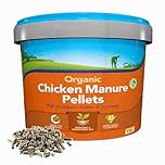 Chicken Manure Plant Food Fertiliser - 8kg Organic Composted Chicken Poultry Manure Plant Feed Pellets for Outdoor Garden Plants. Fertilizer for Vegetables, Tomato Feed with Topline Card.