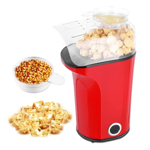 Machine à Popcorn 1400W, Popcorn Maker à Air Chaud, Appareil à Popcorn Automatique, avec Tasse à Mesurer et Couvercle Amovible, Protection contre la Surchauffe, Sans BPA, pour Maison Fête Enfants