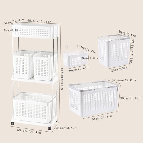 Grand panier à linge polyvalent amovible à 3 niveaux - 2