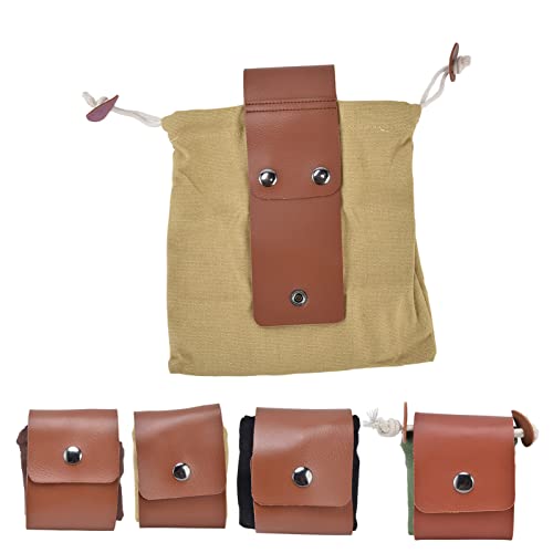 Large Foraging Bag, Waxed Canvas Mushroom Foraging Bag, Multipurpose Leather Foraging Pouches for Outdoor Hiking Hunting, Portable Bushcraft Bag Gathering Bag Multi Purpose Storage Bag for Camping