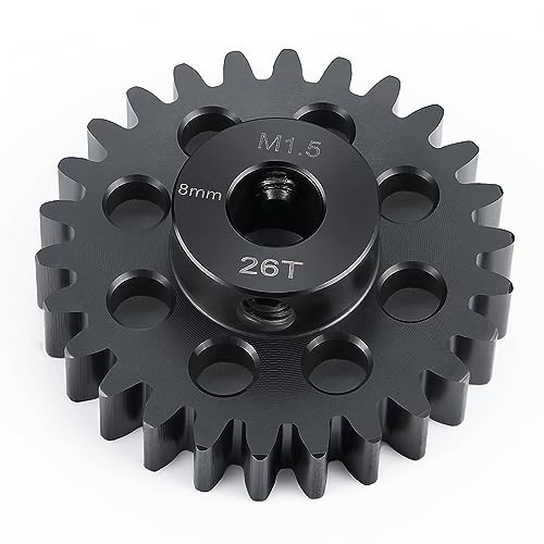 BRKRC Steel 1.5 Mod 26T Pinion Gear M5 Screw 8mm for 1/5 X-MAXX 1/10 E-REVO