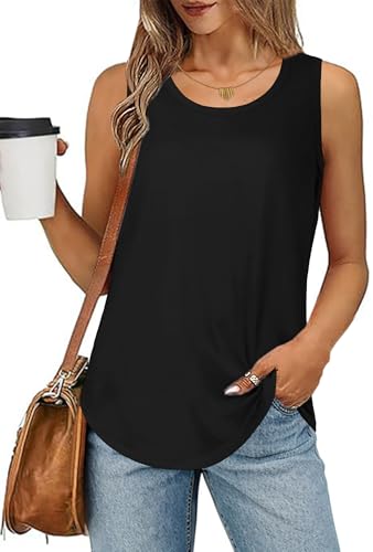 elescat Womens Tank Tops Summer Sleeveless Loose Fit Casual Tunic Top
