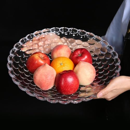 Image of Glass Fruit Plate 7 Inch, Set of 1, Decorative Scalloped Serving Dish for Kitchen Counter, Dining Table, & Centerpiece Decor Modern Textured Design for Snacks, Candy, Salad, & Home Use