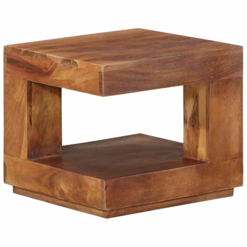 vidaXL Table Basse Table d'Appoint Table de Canapé avec 1 Etagère Meuble de Salon Salle de Séjour Maison Intérieur 45x45x40 cm Bois d'Acacia Massif