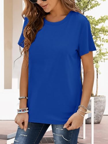 Womens Short Sleeve T Shirts Crewneck Summer Trendy Solid Basic Tee Tops Casual Summer Loose Fit Shirts2