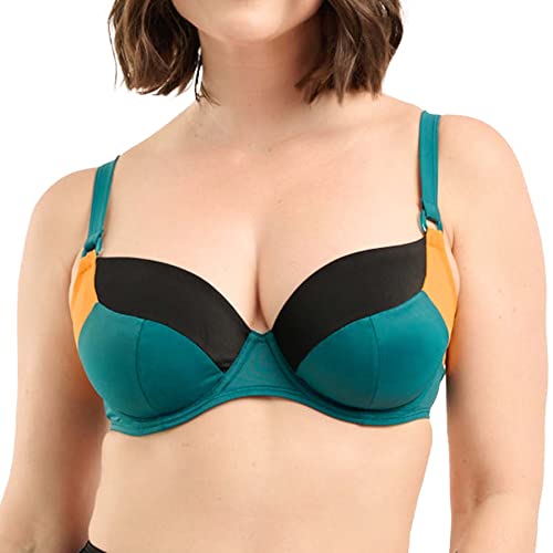 Sans Complexe Beyond The Beach Top de Bikini con Aros, Black Green Yellow, 90E para Mujer