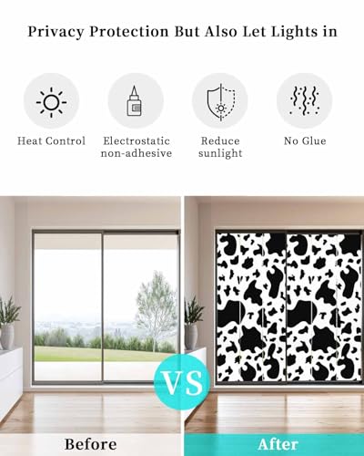 Película de privacidad para ventana con diseño de vaca 17.7"x39.3" miniatura 4