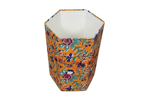 Image of Generic 3.3 Gallon Cotton Hand Block Printed Paper Waste Basket |Small Decorative Trash Can for Housewarming Gifts in Living Room, Bedroom, Bathroom | Eco-Friendly, Plastic-Free (1, ORE.GREEN)
