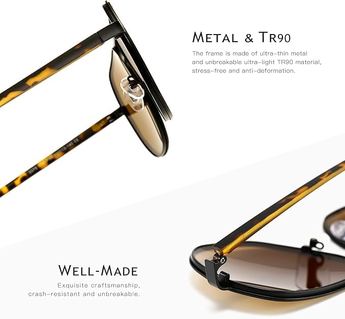 Image of SUNGAIT Polygon Aviator Sunglasses for Men Polarized Trendy Square Sun Glasses Retro Pilot Shades UV Protection