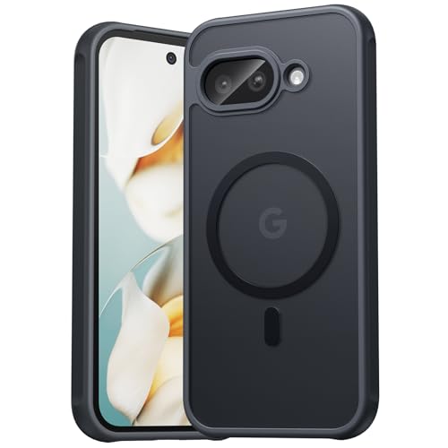 EASDNB für Google Pixel 9A Hülle für Magsafe Magnetisch Handyhülle für Pixel 9A Case Kameraschutz Stoßfeste Kratzfeste Durchscheinende Schutzhülle für Google 9A Schwarz