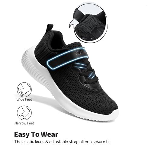 Dream Pairs Boys Girls Shoes Kids Tennis Ez-Ons Funrun Breathable Running Athletic Sport Sneakers,Size 1 Little Kid,Black/White,Krider-1 thumb #2