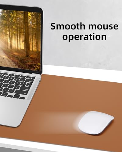 Image of Leather Desk Pad Protector, Mouse Pad, Office Desk Mat, Non-Slip PU Leather Desk Blotter, Large Desk Mat, Waterproof Keyboard Mat for Office /Home /Decor (Light Brown, 55 inch x 17 inch)