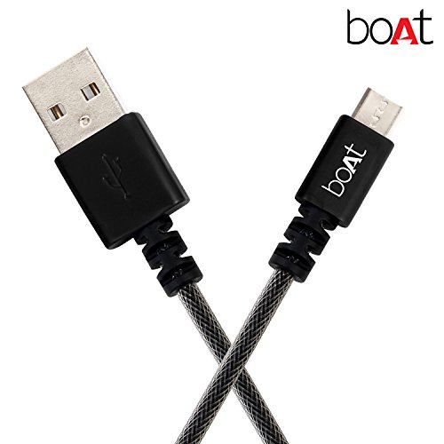Image of boAt Micro USB 500 Indestructible Nylon Braided Micro USB to USB Tangle free cable, 1.5 Meter (5 Feet) - Black
