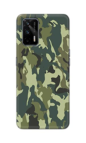 Image of Printed Hard Back Cover Case for Realme GT 5G Back Cover (Green Army Camouflage) -1803