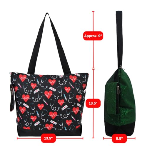 Image of NGIL Medium Top Zipper Closure Canvas Tote Bag with Attached Matching Coin Purse For Moms and Nurses