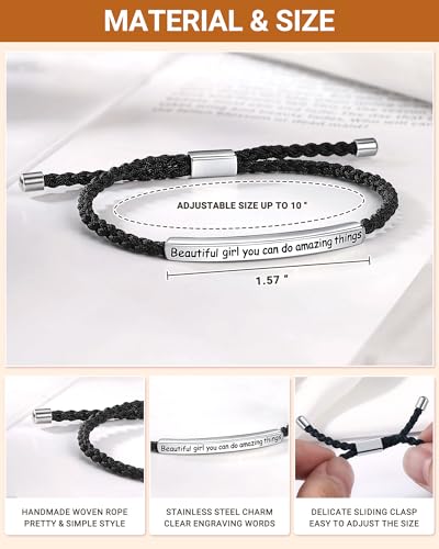 5th/8th Grade Graduation Gifts for Her, Engraved Beautiful Girl You Can Do Amazing Things Adjustable Bracelet, Elementary Middle School Graduate Gifts4