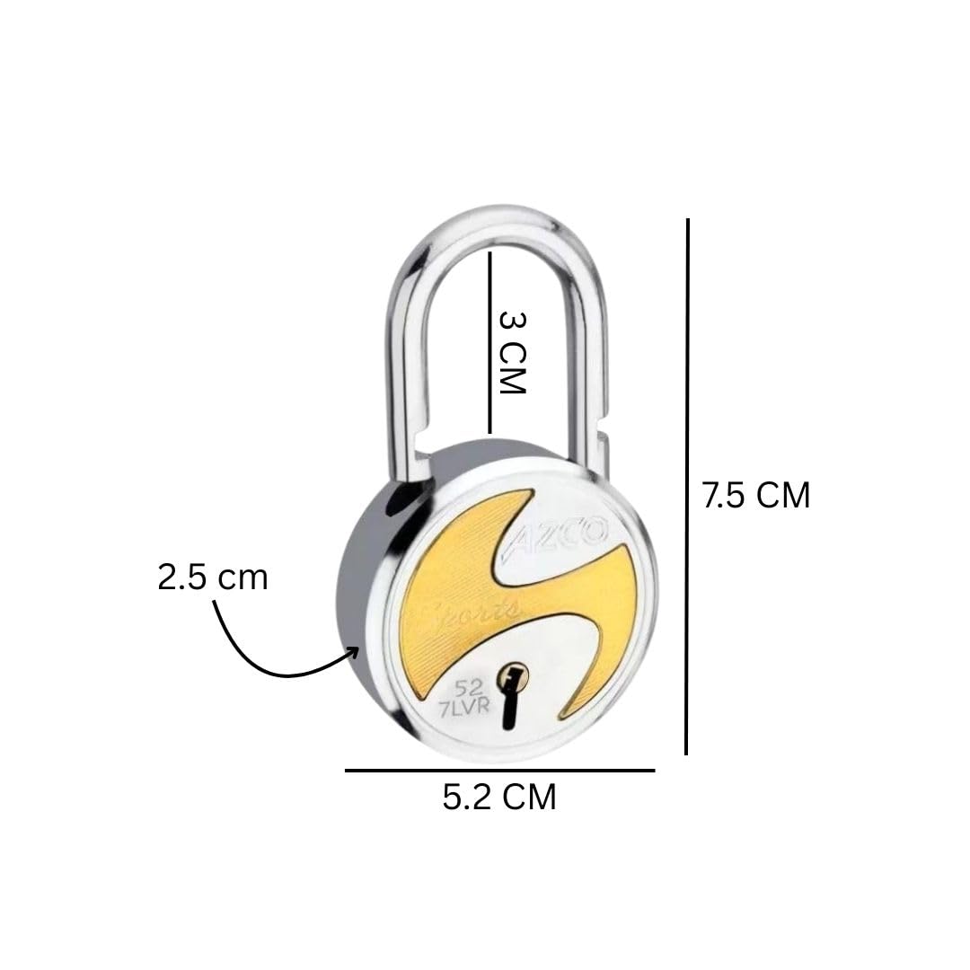 Azco - Candado redondo de tamaño pequeño de 50 mm, 8 llaves, 7 palancas de doble bloqueo, grillete endurecido fuerte, cerradura y llave para puerta del hogar, persiana, tienda, oficina, puerta