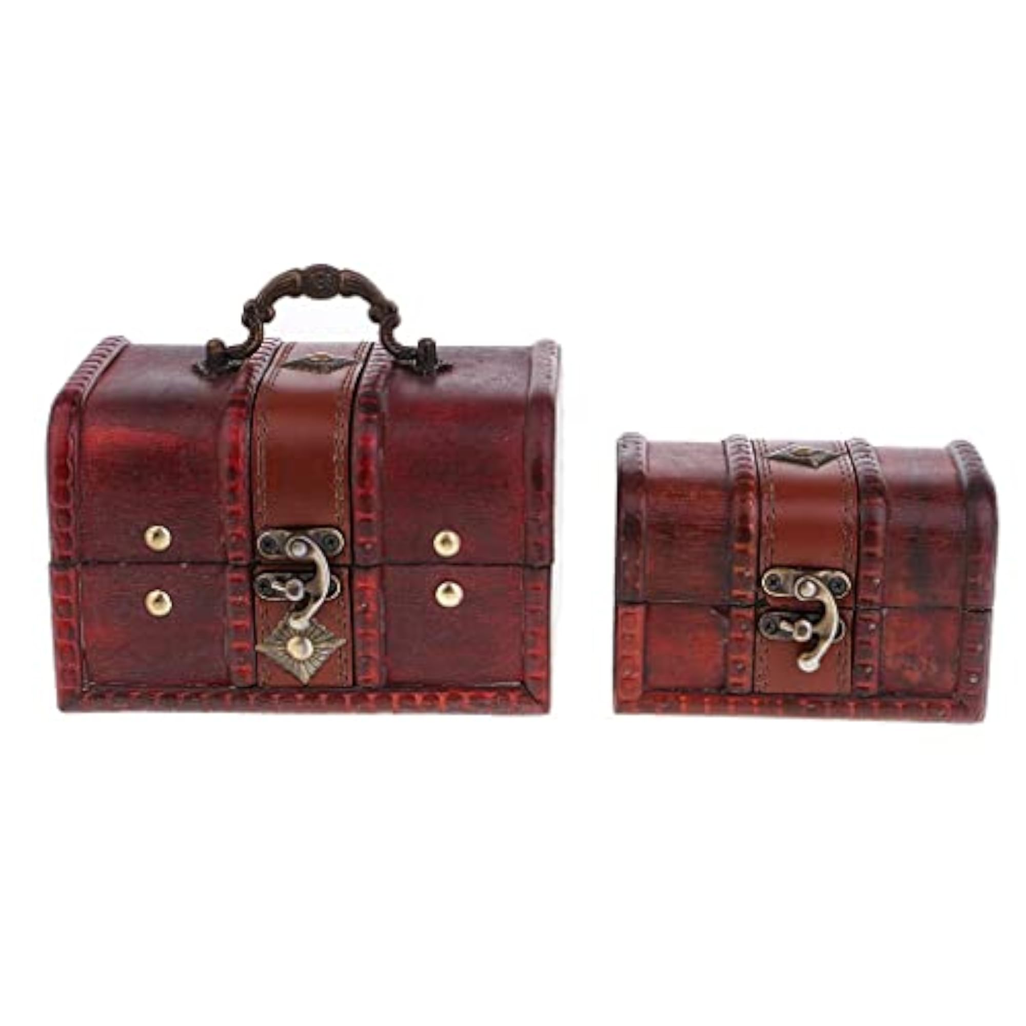 2Pcs Vintage Wood Jewelry Box for Necklace & Bracelet Storage