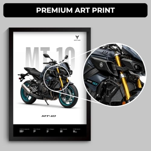 Image of Yamaha MT10 Poster | Superbike Yamaha Framed Poster | Framed Matt Superbike | Bike Posters A3 Size (31 x 23 cm) | Motorrad Bikes Posters for Wall, Home, Bedroom, Living room decoration (F 192)