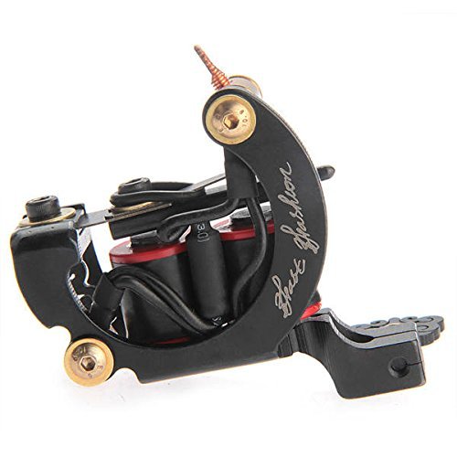 FACILLA Cast Iron Tattoo Machine Gun 10 Wrap Coils Liner Shader Black Professional by FACILLA