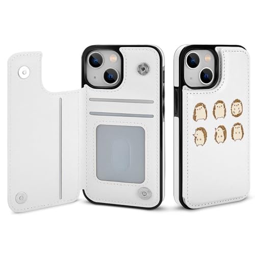 適用 iPhone13Pro用ケース 手帳型 ハリネズミ かわいい 可愛い スマホケース カード収納 スタンド機能 アイフォン13Proケース 耐衝撃 PUレザー カバー 財布型 Case