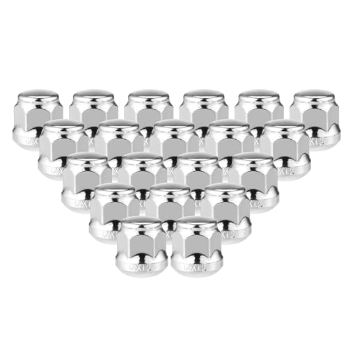 Image of 20 Pcs Wheel Lug Nuts Compatible for Honda Accord Civic, Durable Chorme Plated M12x1.5 Carbon Steel Silver Tone Tire Lugnuts