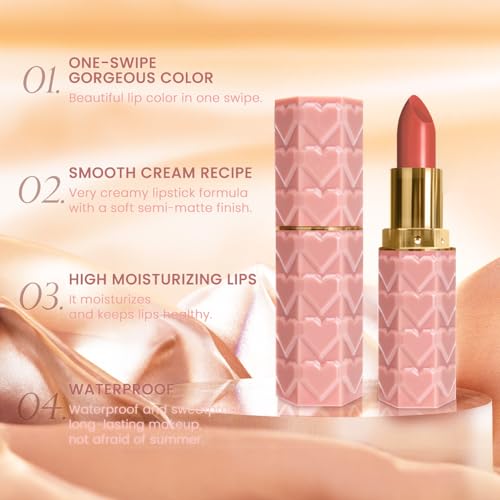 Image of evpct 1Pcs Nude Pink Lipstick, Silky Velvet Matte Lipstick Pack Sets for Women