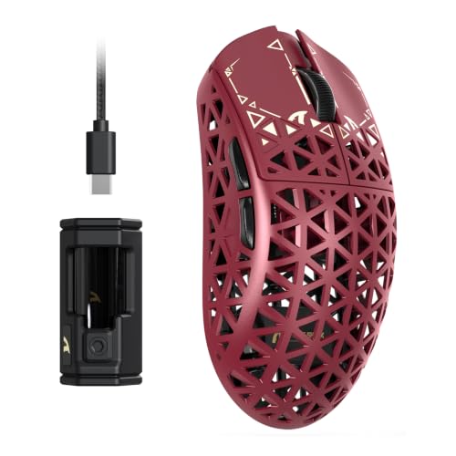 ATTACK SHARK R5 Ultra Carbonfaser HyperSpeed Kabellose Gaming-Maus, 39g ultraleichte Maus, 2,4G/BT/USB-C Kabelgebunden, PAW3950MAX Sensor, 8000Hz Kabellose Abtastrate, 42000DPI,Win/Mac– Rot
