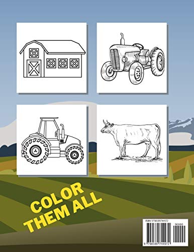Tractors And Farm Life Coloring Book: Perfect Gift For Todlers Who Loves Countryside