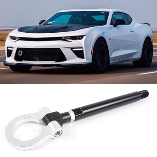 Cuztom Tuning Black Silver Bumper Folding Ring Screw on Type Tow Hook Compatible with 2016-2024 Chevy Camaro LS LT SS ZL1