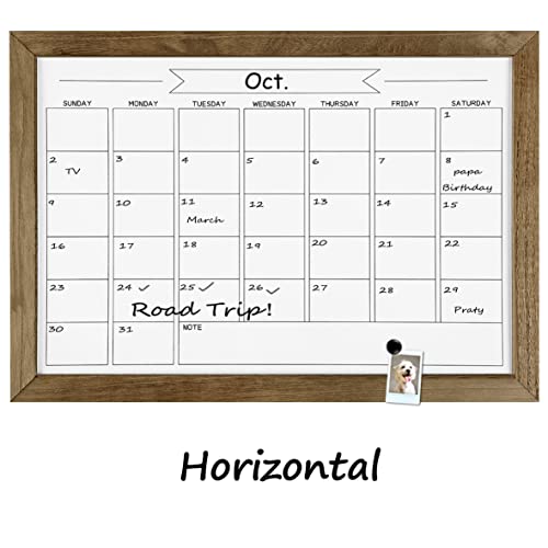 TORASO-Dry-Erase-Monthly-Calendar-Board-Magnetic-Whiteboard-for-Wall-OfficeSchoolHome-Wood-Frame-Hanging-Board-for-Kitchen-Grocery-ListDrawingMemo-105x-145YL-RB-2737-B TORASO Dry Erase Monthly Calendar Board Magnetic Whiteboard for Wall OfficeSchoolHome Wood Frame Hanging Board for Kitchen Grocery ListDrawingMemo 105x 145YL RB 2737 B
