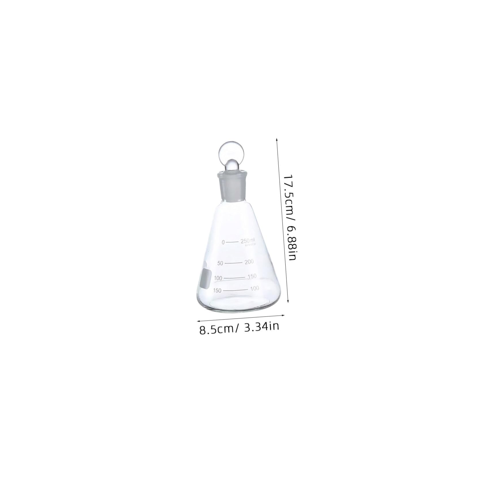Set di 3 Beute Coniche in Vetro 250ml con Tappo e Scala Chiara per Esperimenti Scolastici Strumenti per Chimica Laboratorio