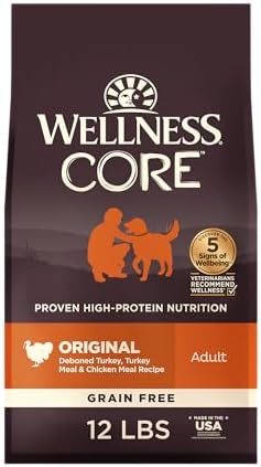Wellness Natural Pet Food 88402 Core Natural Grain Free Dry Dog Food, Original Turkey & Chicken, 12-Pound Bag