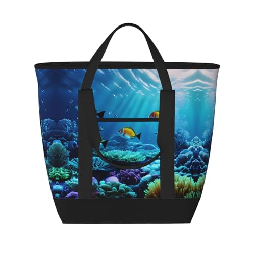 Sac isotherme pour garder les aliments frais grand sac de courses réutilisable noir imprimé