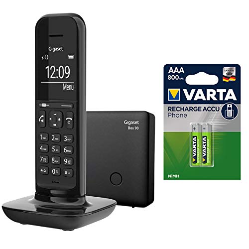 Hello Phone Gigaset inkl. AAA T398 Akkus - Schnurloses Design-Telefon für Zuhause mit großem Display und Freisprechfunktion - Schwarz