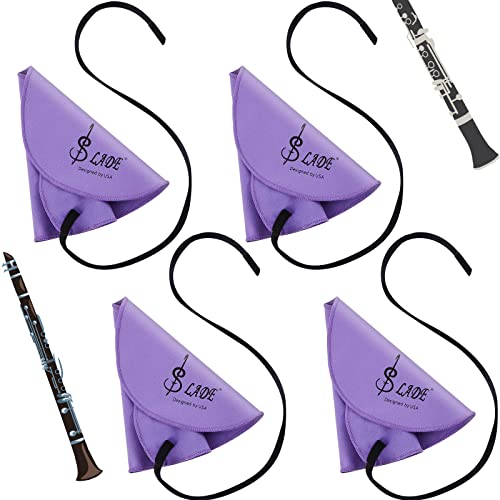 Yinder 4 Pcs Clarinet Swab Cloth Clarinet Cleaner Cleaning Cloth Swab for Inside Tube Suitable Piccolo Flute Sax Saxophone (Purple)