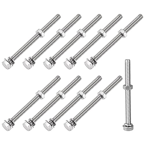 METALLIXITY Sechskant Kopf Schrauben Bolzen Muttern Flach und Schloss Unterlegscheiben Kit (M8x90mm) 10Set 304 Edelstahl Sortiment Kit - für Hausgerät
