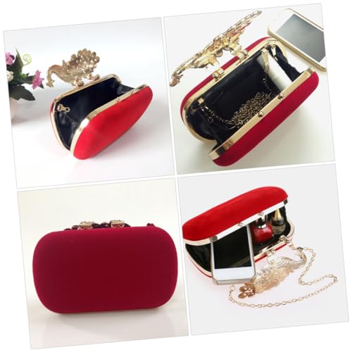 Pochette de soirée femme rouge en velours pour sac de mariage - 4
