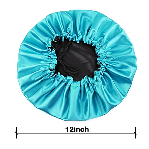 Image of Extra Large Adjustable Double Layer Satin Hair Bonnets with Drawstring for Women Night Sleeping Long Silky Satin