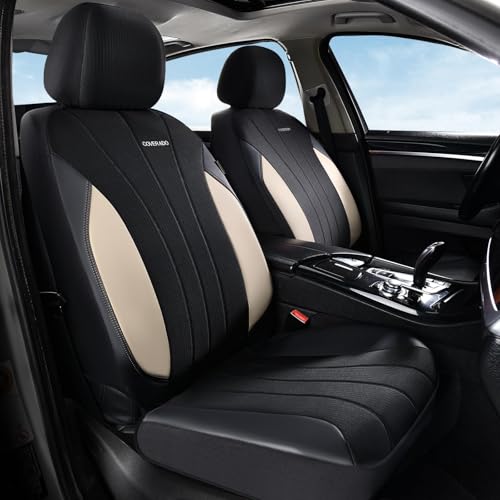 Image of Coverado Car Seat Covers Full Set, Waterproof Automotive Seat Protectors 5 Seats,Beige Driver Protectors Universal Fit for SUVs, Trucks, Sedans,Car Accessories