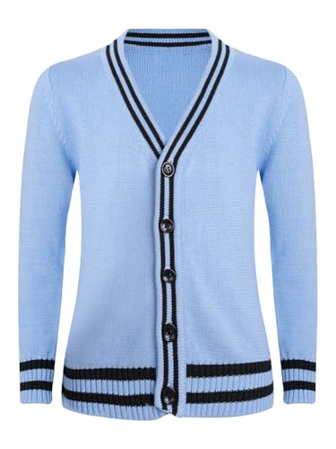 JanJean Kids Boys Girls Long Sleeve Cardigan Sweaters Shrug Bolero Unisex Cotton V-Neck Knit Coat for School Uniform