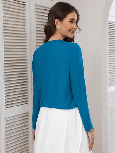 Image of Heymoments Women's Long Sleeve Thin Kintted Shrugs Sweaters Lightweight Cropped Tops Open Front Cardigan for Dress